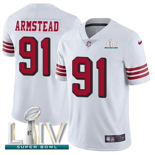 San Francisco 49ers Nike 91 Arik Armstead White Super Bowl LIV 2020 Rush Men Stitched NFL Vapor Untouchable Limited Jersey